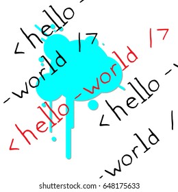 Calligraphy the phrase hello world written in ink. Vector illustration.