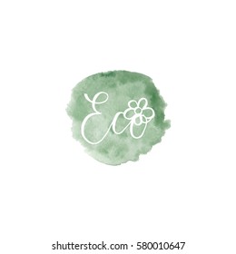 Calligraphy postcard poster graphic design lettering element with phrase Eco. Vector illustration.