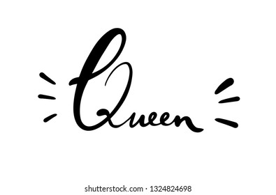 calligraphy queen isolated on white