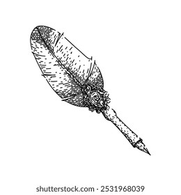 Pluma de la pluma de la caligrafía dibujada a mano. pergamino de la inmersión, manuscrito del rollo, boceto antiguo del Vector de la pluma de la pluma de la caligrafía del vintage