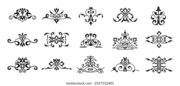 Calligraphy retro swirl ornaments on black colour