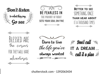 Calligraphy saying for print about Travel and adventures. Vector Quote for typography and Social media post. Modern Inspiration Design