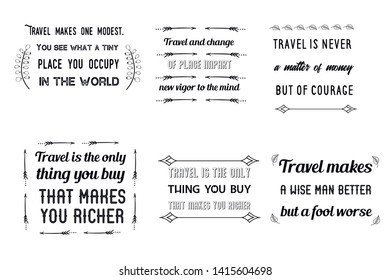 Calligraphy sayings for print about Travel and adventures. Vector Quotes for typography and Social media post. Modern Inspiration Design