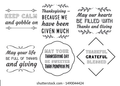 Calligraphy sayings for print. Vector Quotes about happy thanksgiving day.