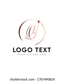 Schriftart mit kalligrafischen Schriften in Y-Logo-Schrift, Vektor-Logo für Unternehmen und Firmenidentität 