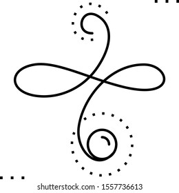 calligraphy scroll  line art icon.  Black  aesthetic contour  