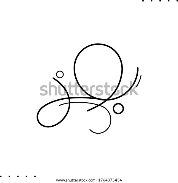 A calligraphy\
scroll vector icon in outlines\
