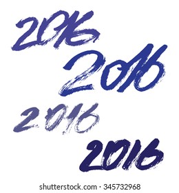 Calligraphy set of 2016. Vector illustration.