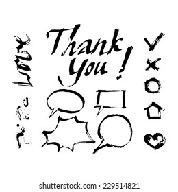calligraphy set design elements, vector illustration