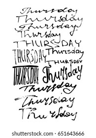 Calligraphy set Thursday vector