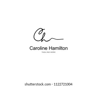 Calligraphy Signature Letter CH Logotype