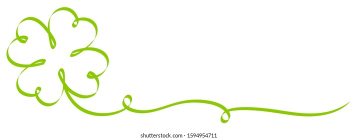 Calligraphy Single Green Shamrock Ribbon Two Swirls