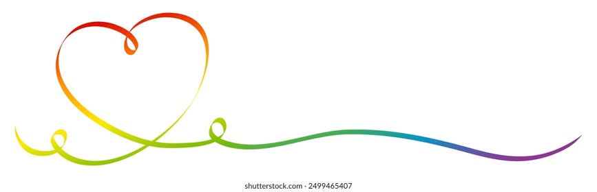 Calligraphy Single Heart Banner Rainbow