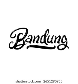 Caligrafia soletrando 'Bandung' em uma fonte de script elegante e decorativo. Perfeito para branding, projetos de design e materiais promocionais. Bandung é uma cidade de Java Ocidental, Indonésia