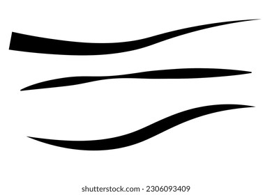 Calligraphy stroke swoosh, line elegant decoration drawn swirl on isolated background.