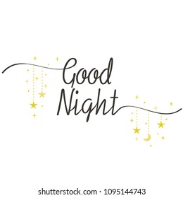 Calligraphy Style Good Night Illustration Stock Vector (Royalty Free ...