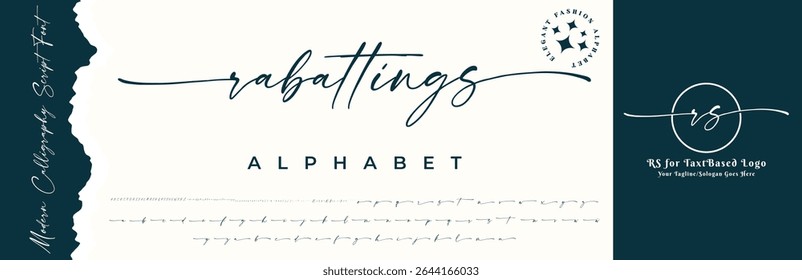 caligrafia Elegante Script Fonte alfabeto Com RS logo Vetor File