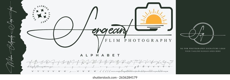 Calligraphy Stylish Signature Script Font alphabet With SG logo