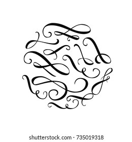 Calligraphy swashes and flourishes. Ornate and elegant design elements