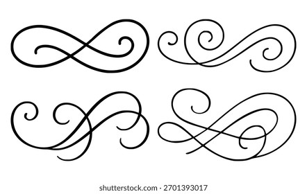 calligraphy swirl decorative set flat color vector illustration template design