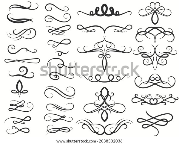 Calligraphy Swirl, Ink Pen\
Filigree flourishes. Ornate frame elements. Vintage Curl and swirly\
line. Vector