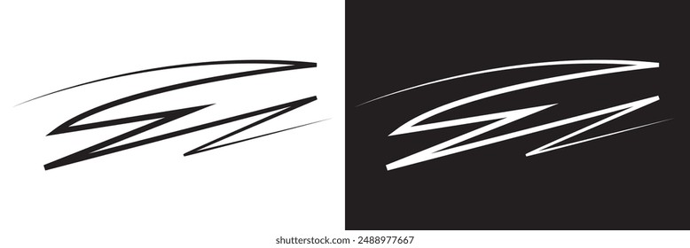 Calligraphy swoosh wavy line vector element. isolated on white and black background. vector . EPS 10