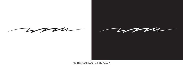 Calligraphy swoosh wavy line vector element. isolated on white and black background. vector . EPS 10