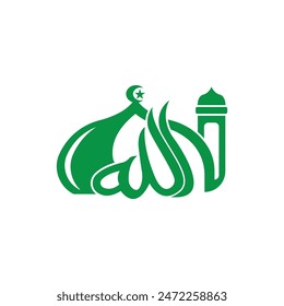 Símbolos caligráficos de Alá y Muhammad diseño Ilustración vectorial