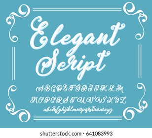 Calligraphy tattoo alphabet. English script lowercase, uppercase.Typeset lettering. Copy-book hand font. Calligraphic, sketch of ABC letters in old fashion vintage style.