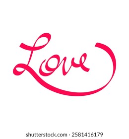 Calligraphy of Text Love Beautiful Vector Illustration with Red Color.