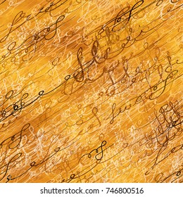 Calligraphy Text Seamless Pattern. Hand Drawn Vector Old Scroll Illustration. Handwritten Signs and Abstract Letters Sketch. Calligraphic Print Design for Fabric, Ad, Packaging, Fashion Background