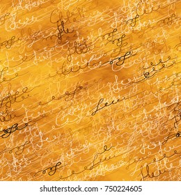 Calligraphy Text Seamless Pattern. Hand Drawn Vector Old Scroll Illustration. Handwritten Signs and Abstract Letters Sketch. Calligraphic Print Design for Fabric, Ad, Packaging, Fashion Background