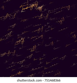 Calligraphy Text Seamless Pattern. Hand Drawn Ink Vector Illustration. Handwritten Signs and Abstract Letters Sketch. Calligraphic Print Design for Fabric, Cover, Ad, Packaging, Fashion Background