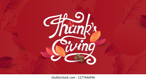 calligraphy of Thanksgiving day banner. Autumn Seasonal lettering.vector illustration