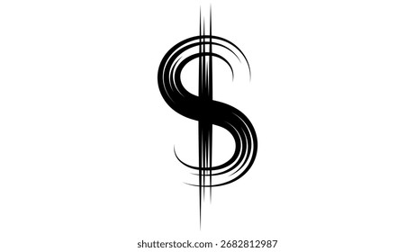 Signo de caligrafía usado, silueta aislada negra