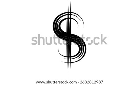 Calligraphy usd Sign, black isolated silhouette