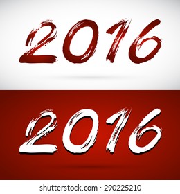 Calligraphy vector 2016 New Year sign on white background and red background
