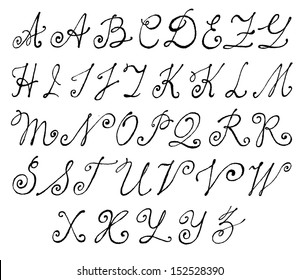 Calligraphy. Vector alphabet. Hand drawn letters. 