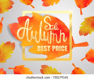 Calligraphy vector illustration poster for autumn sale 