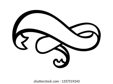 Calligraphy Vector illustration vintage ribbon element with place for text. Hand drawn sketch doodle banner design isolated on white background
