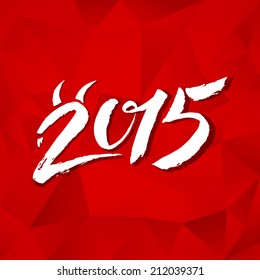 Calligraphy vector New Year sign on red triangles background