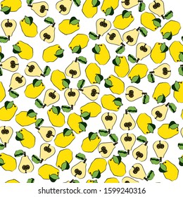 Calligraphy vector original quince coloured pattern on white for wrapping, craft, textile, wallpaper