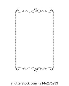 Calligraphy Vector ornamental frame with hearts. Valentine Day decorative ornament for decoration text, design of wedding invitation, love romantic greeting card.
