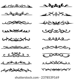 Calligraphy vintage floral ornament. Decorative element set. Vector frames  text dividers. Divider ornament and borders lines. 