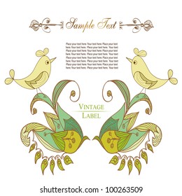 calligraphy, vintage pattern and birds