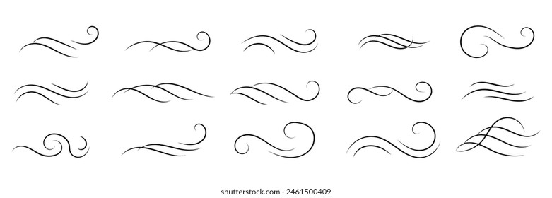 Calligraphy wavy line vector elements set. vector Illustration.