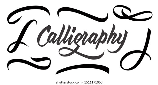 Calligraphy word and calligraphic florishing elements. Lettering elements. Vector inscriptions.