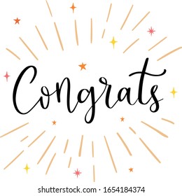 Caligrafía palabra "congrats" con doodle de raya