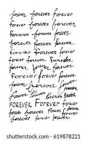 Calligraphy word forever in different style