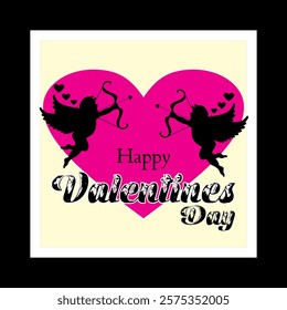 calligraphy writing and valentine's day icon and pink heart symbol on light yellow background